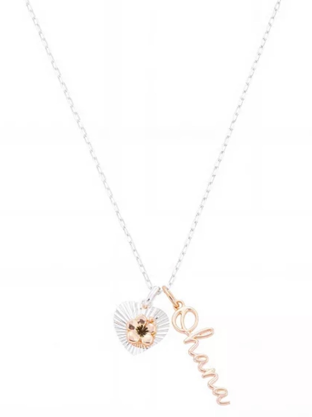 Disney Jewelry | Lilo & Stitch “Ohana” Hibiscus & Heart Pendant Necklace